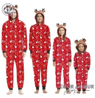Pyjama De Noël Familial - Ensemble 2 Pièces Manches Longues - Motifs Cerfs Et Carreaux - Matière Douce - Pour Toute La Famille
