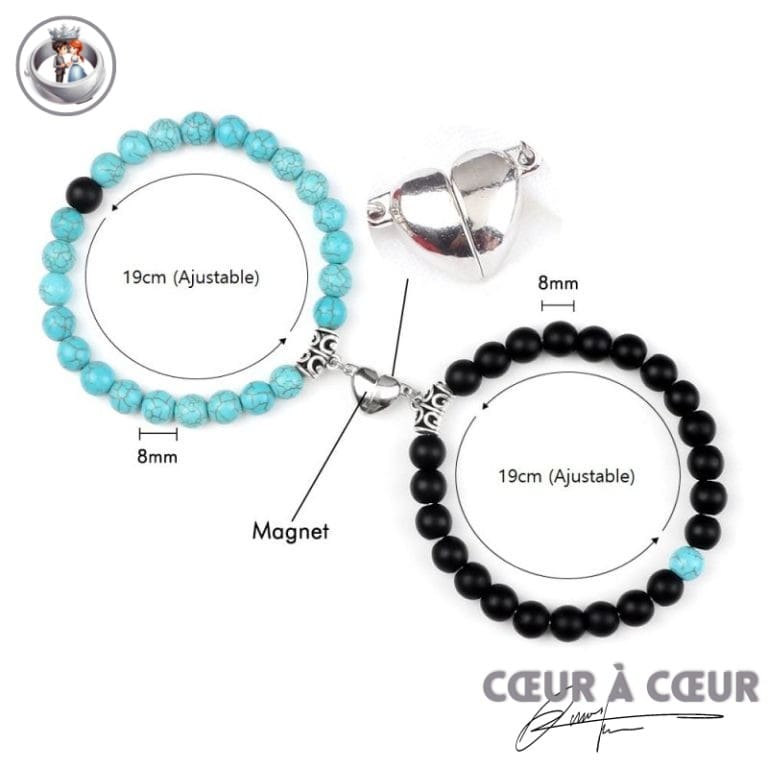 Bracelets Couple Aimantés Cœur DAKLOP (2 Pièces) - Design ECG, Réglables, Romantiques Pour Amoureux Ou Amis - 6